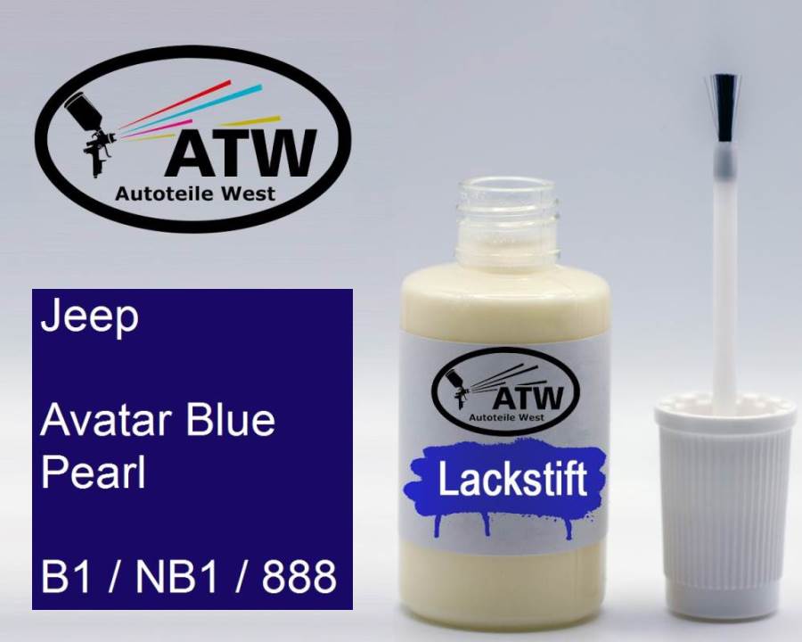 Jeep, Avatar Blue Pearl, B1 / NB1 / 888: 20ml Lackstift, von ATW Autoteile West.
